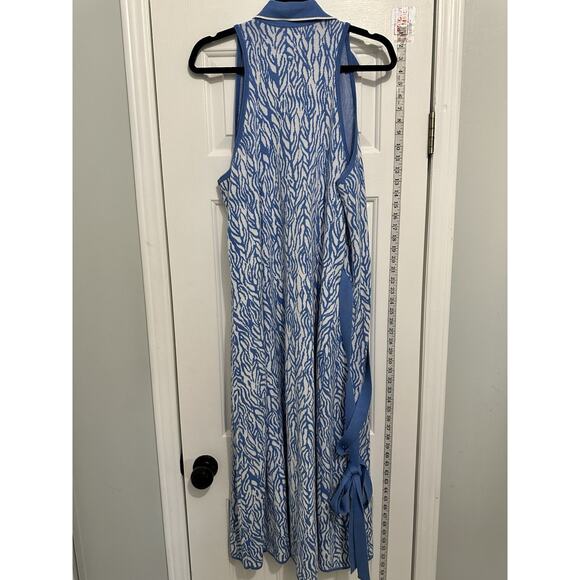 Diane von Furstenberg Women's BLUE FLORAL Collared Midi Wrap KNIT Dress Plus XXL - Picture 7 of 9